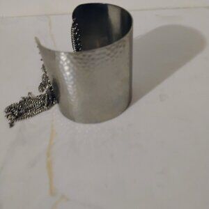 Cuff Bracelet with Chain Statement